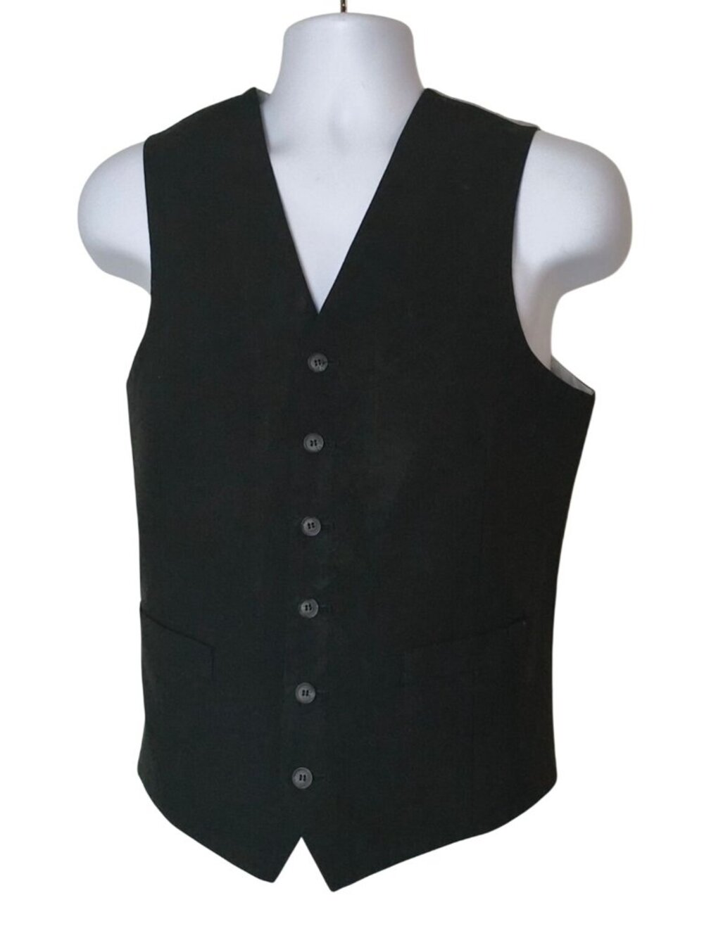 J.Ferrar Men M Black Dress Vest Slim Fit Classic Adjustable Back Strap Button Up